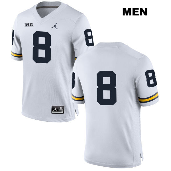 Men's NCAA Michigan Wolverines John O'Korn #8 No Name White Jordan Brand Authentic Stitched Football College Jersey SW25H15NQ
